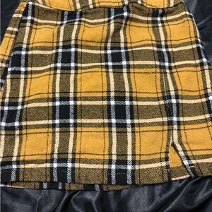 No Boundaries Yellow and Black Plaid Mini Skirt